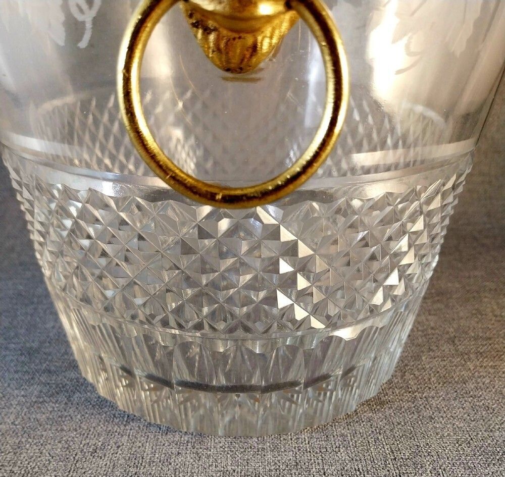 Cut Glass Bottle Cooler Gilt Bronze Mounts 19th Century Ice Bucket photo vinterior