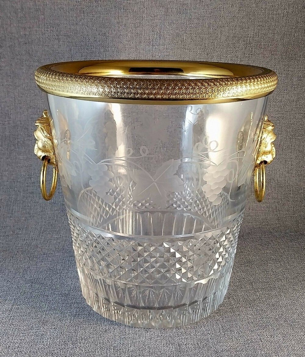 Cut Glass Bottle Cooler Gilt Bronze Mounts 19th Century Ice Bucket photo buy
