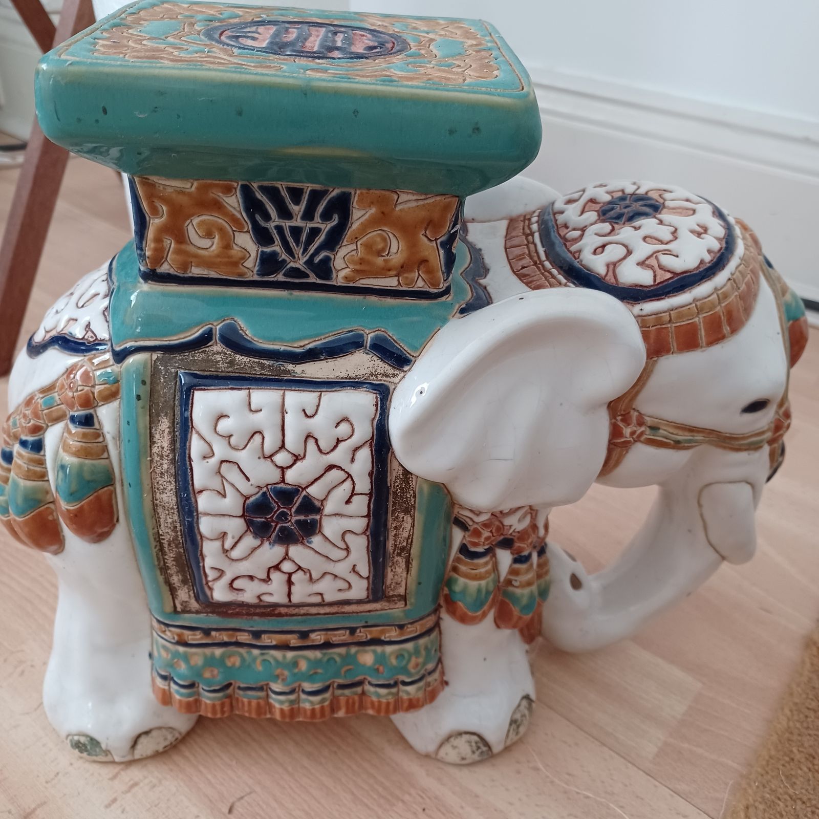 Plant Stand Ceramic Vintage Elephant Indian Style Garden Pot
