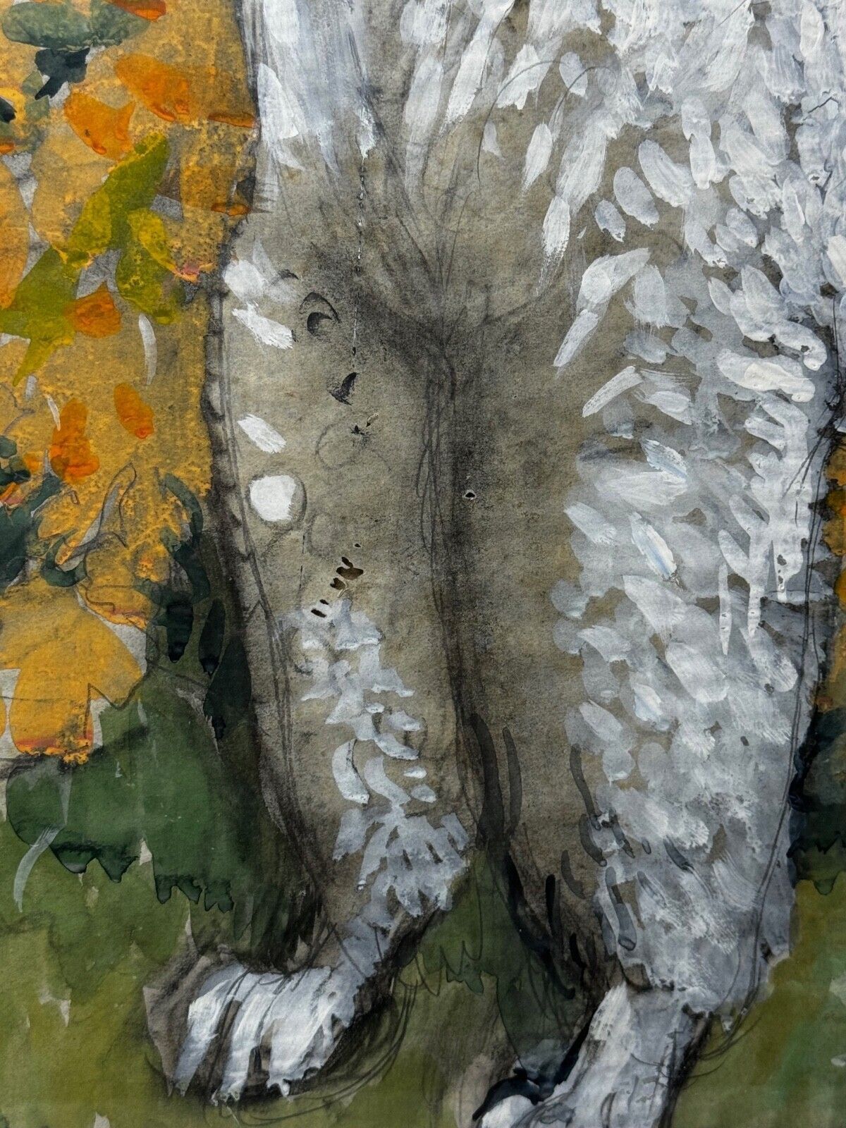 10000.0 Late Period Watercolour (1979): White Poodle In Rhododendron Garden – Charles F. Tunnicliffe Ra photo