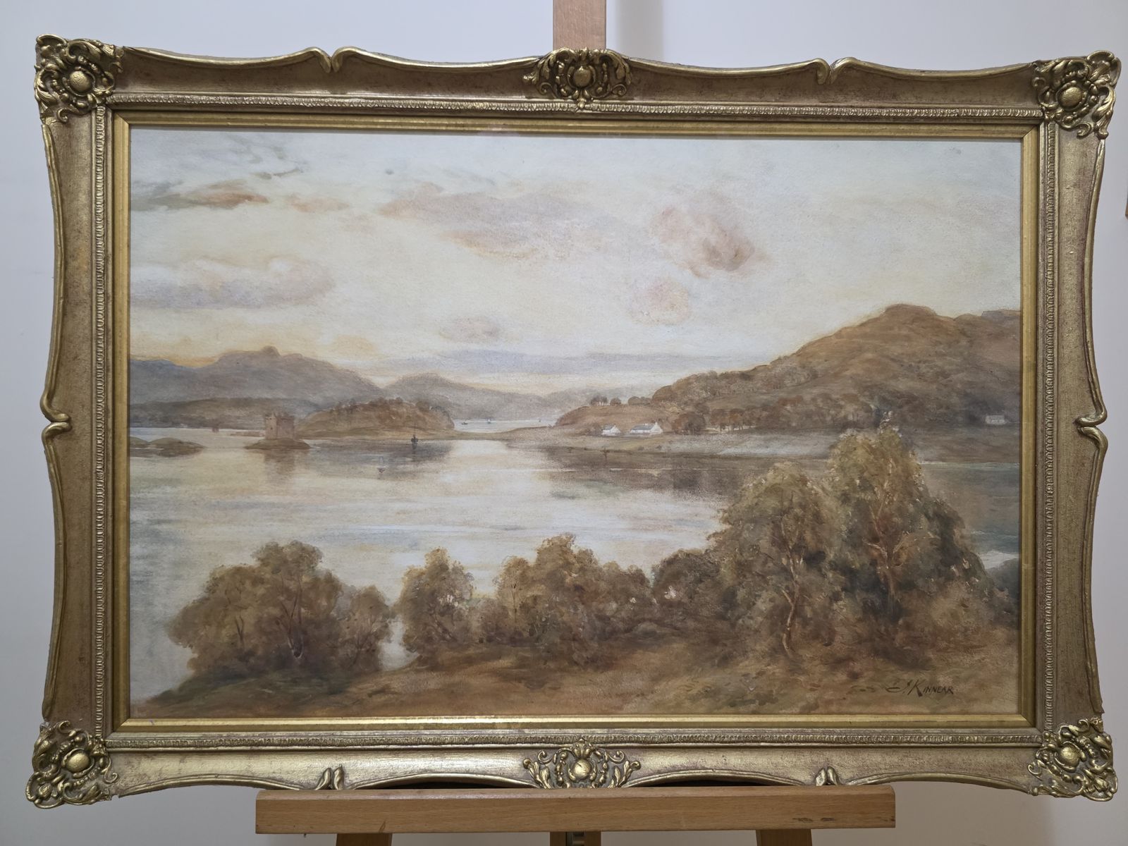 James Scott Kinnear (1846–1917), Castle Stalker, Signed Scottish Watercolour In Ornate Gilt Frame