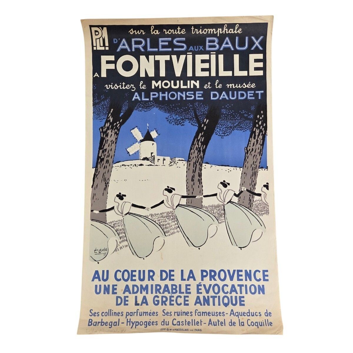Affiche PLM Fontvieille - Alphonse Daudet - d'après Léo Lelée - Vintage Print - 99 x 61 cm
