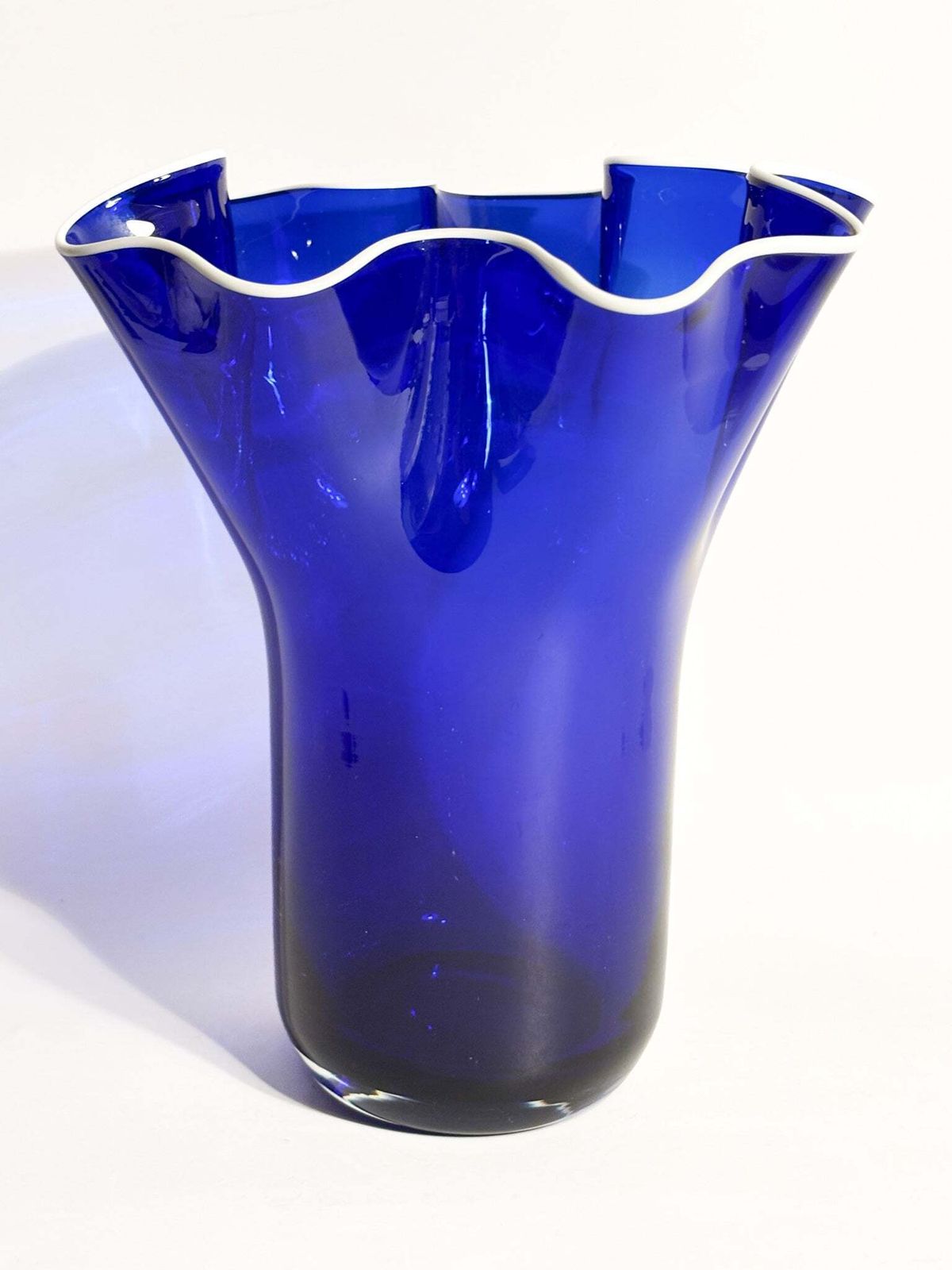 Blue And White Murano Glass Handkerchief Vase From The 1980s