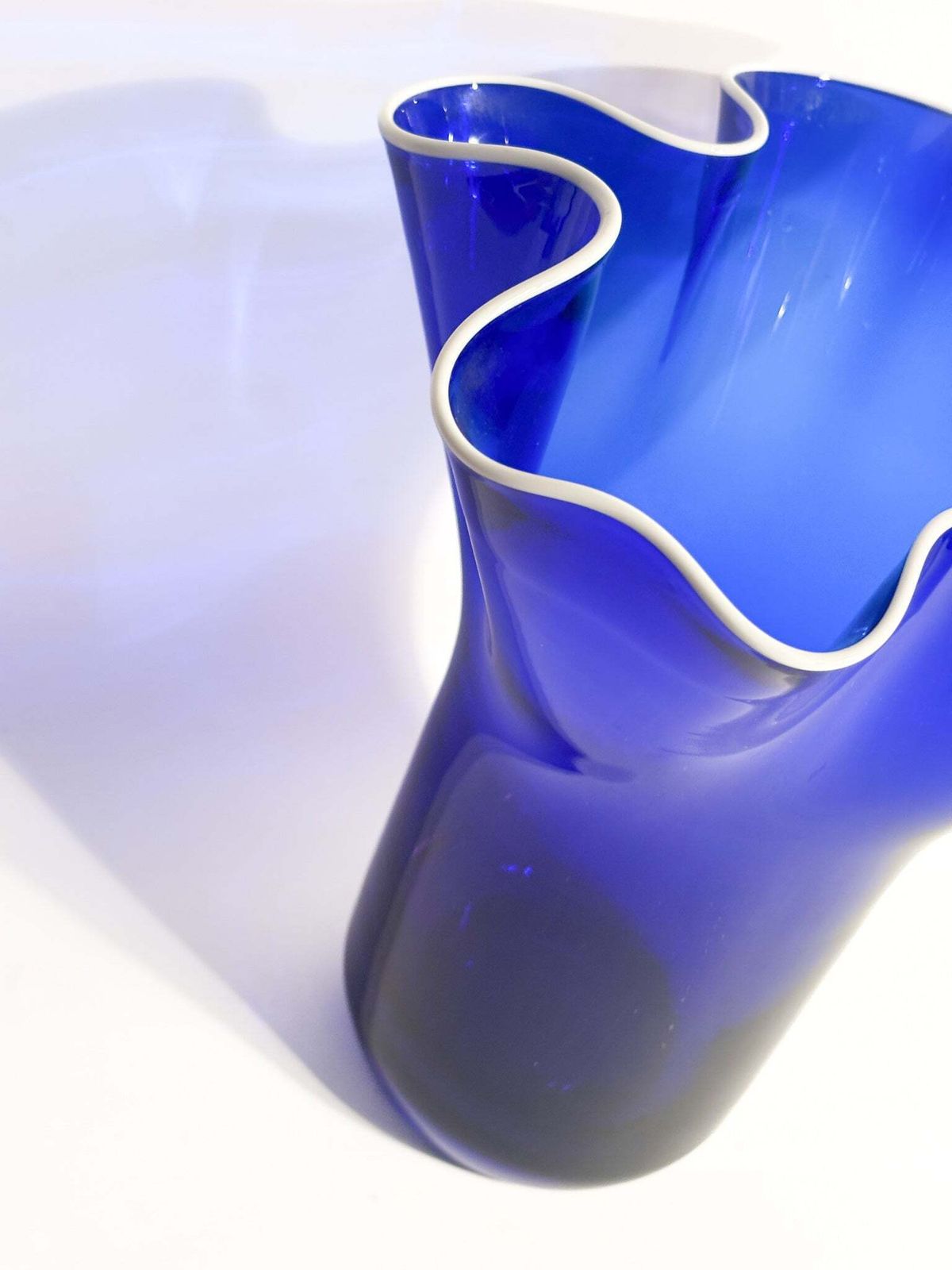 Home Decor Blue And White Murano Glass Handkerchief Vase From The 1980s photo