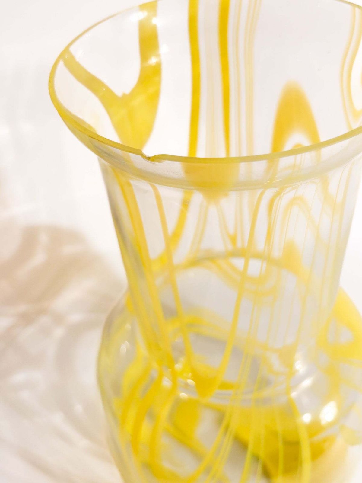 photo furniture Yellow And Transparent Murano Glass Vase From The 1980s