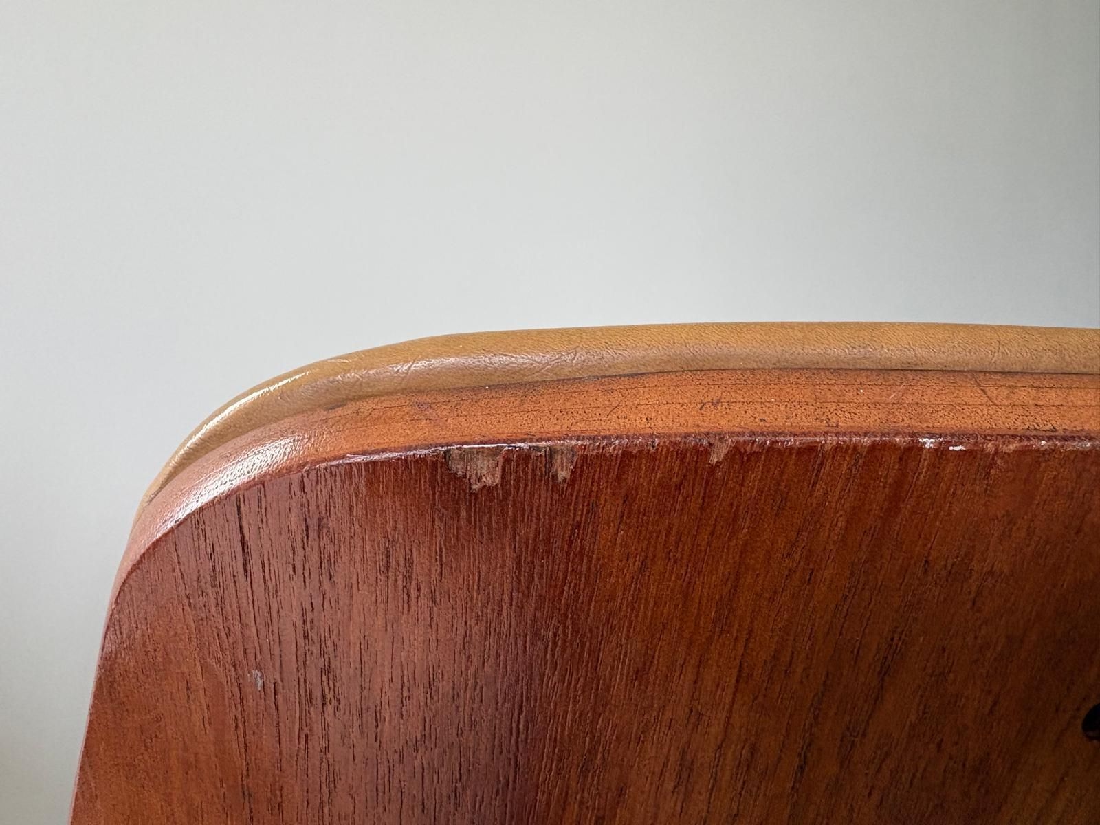 photo for sale Pair Of Elliotts Of Newbury Teak And Leather Dining Chairs
