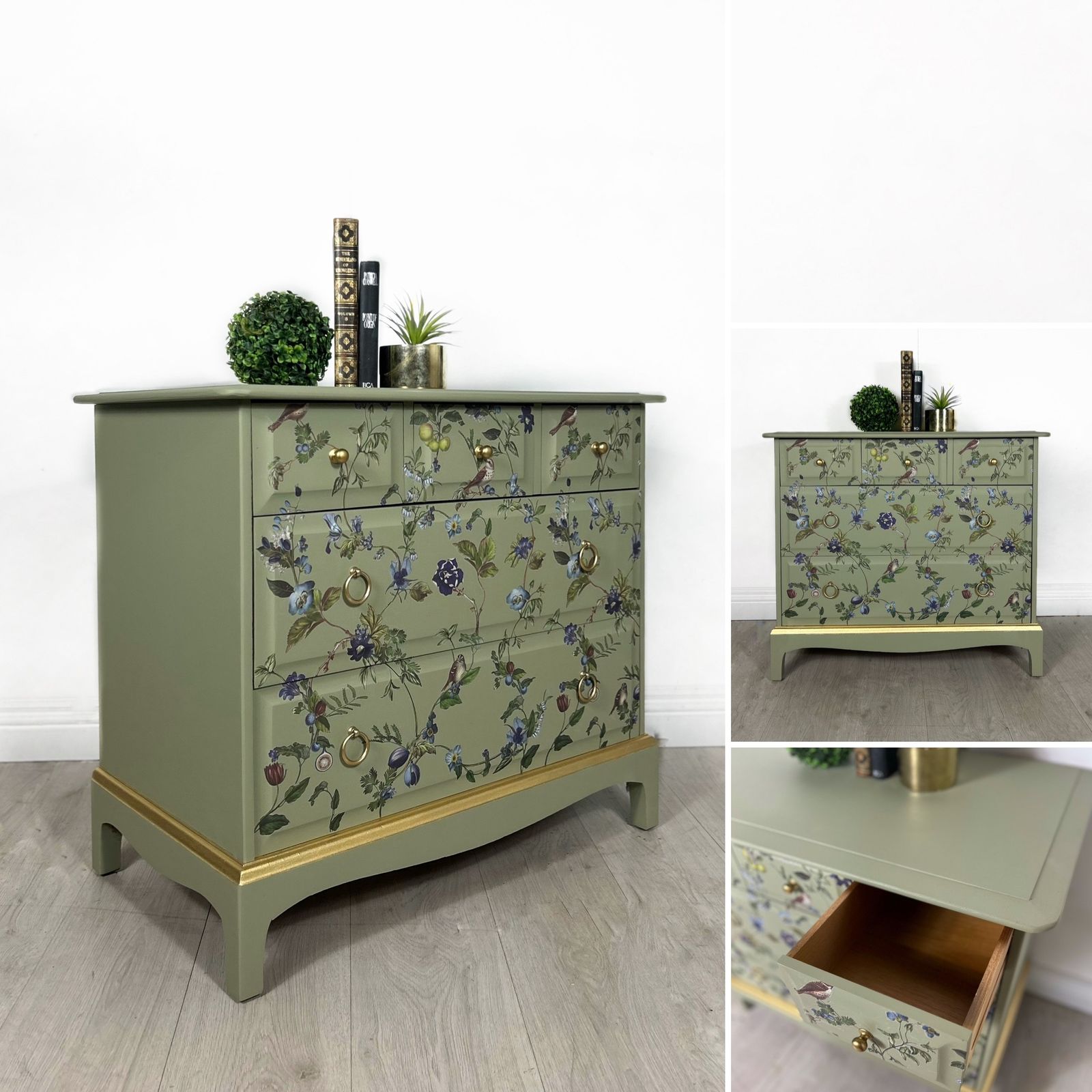 Sage Green Stag Chest Of Drawers | Vintage Stag Furniture Uk photo for sale