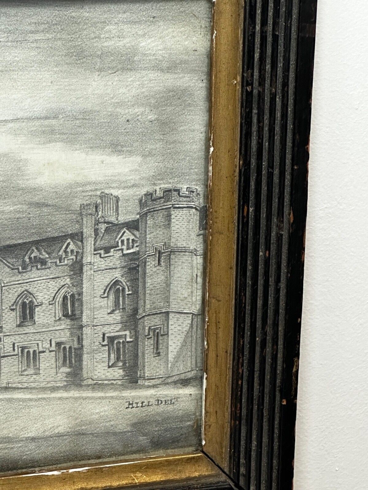 Rare Georgian Architectural Drawing Of Gisborne Court, Peterhouse, Cambridge British School, Early 19th Century, In The Manner Of Joseph Michael Gandy photo vintage