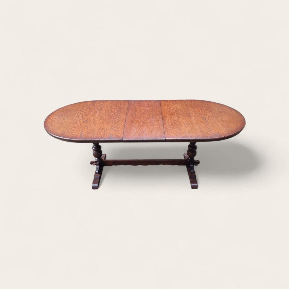 Vintage Old Charm Wood Bros Large Oak Extending Dining Table / Seats 6–8 / C.1970s photo for sale
