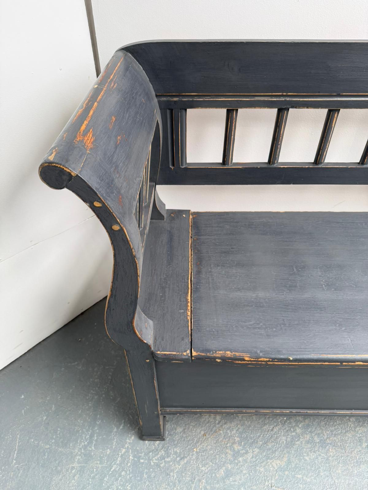 A Quality Painted Grey Early Victorian Original Hungarian 3 Seater Bench photo Furniture