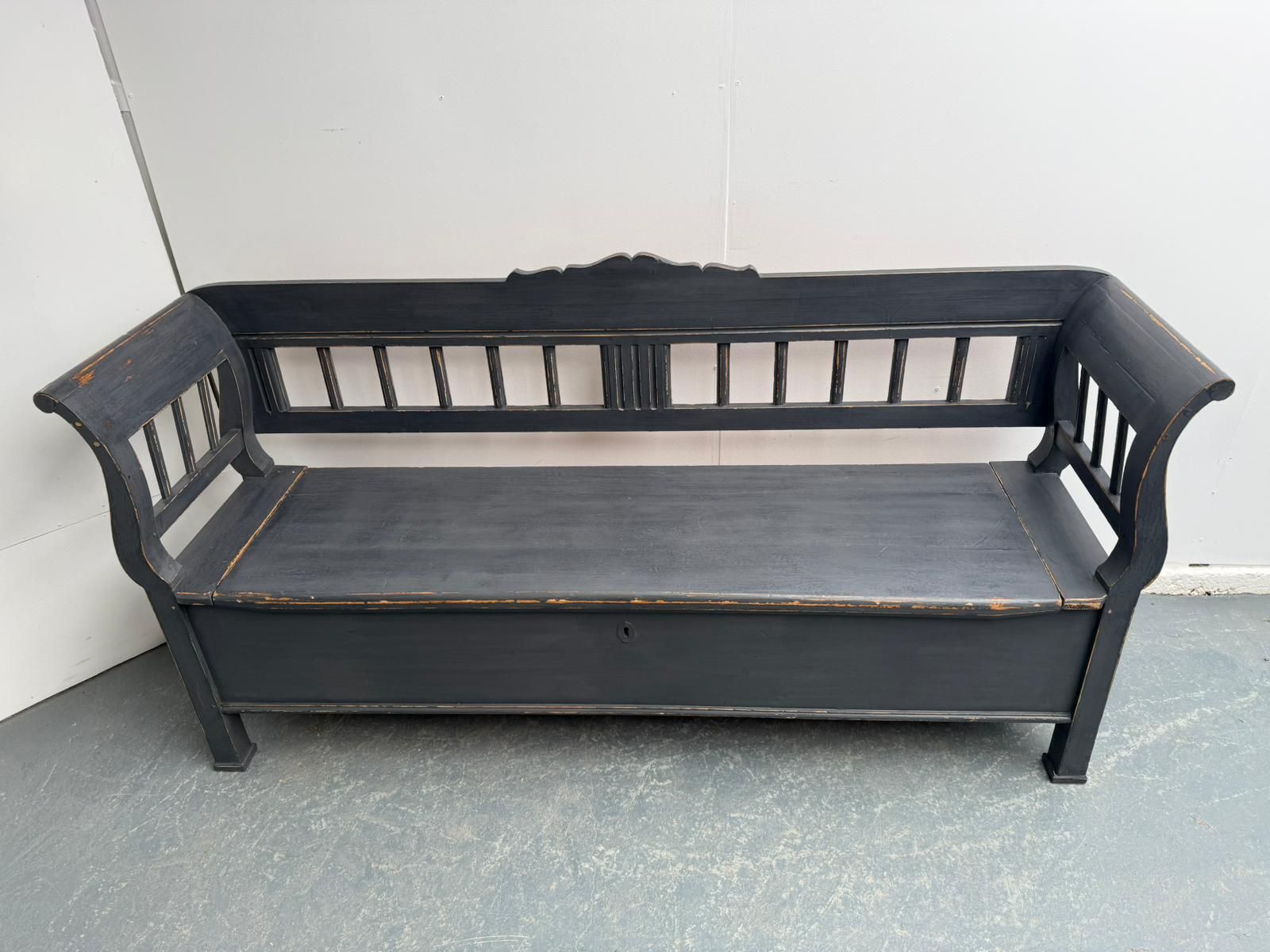 A Quality Painted Grey Early Victorian Original Hungarian 3 Seater Bench photo 795.0