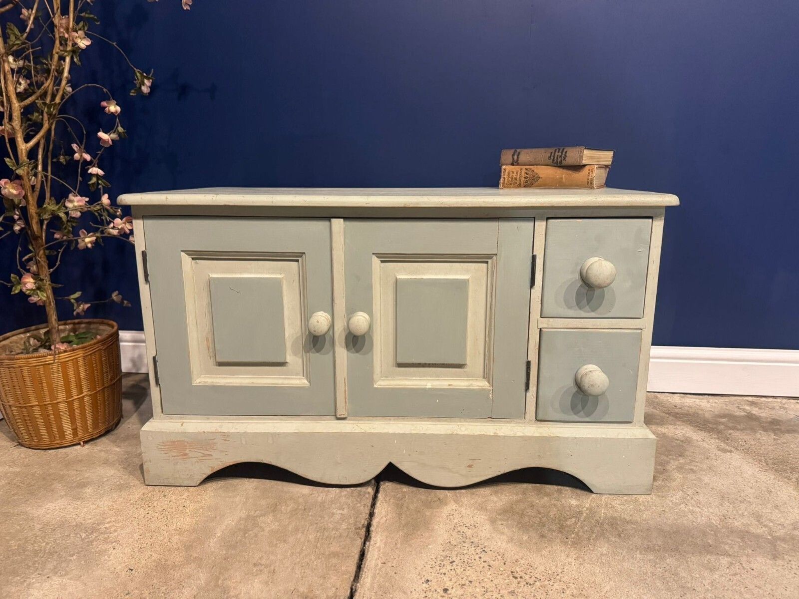 Vintage Solid Pine Sideboard Shabby Chic Pot Cupboard Record Cabinet Painted photo furniture