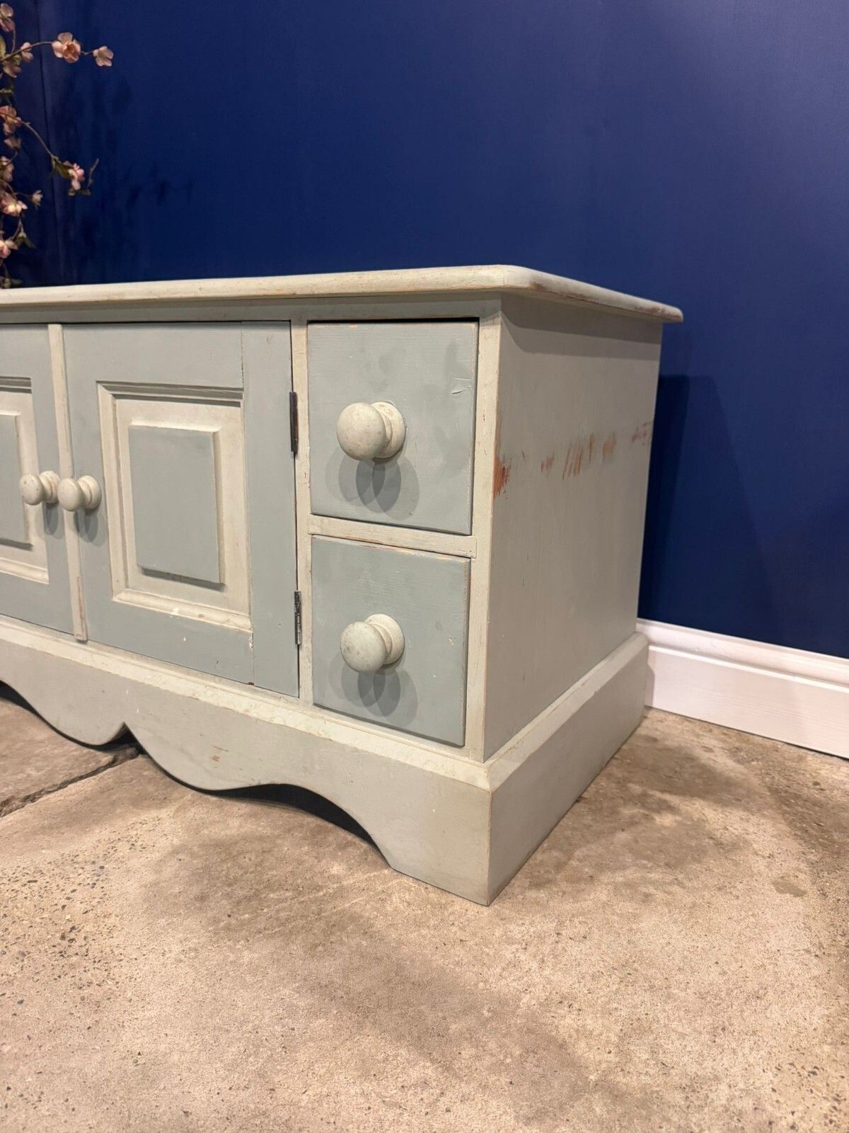 Vintage Solid Pine Sideboard Shabby Chic Pot Cupboard Record Cabinet Painted photo buy
