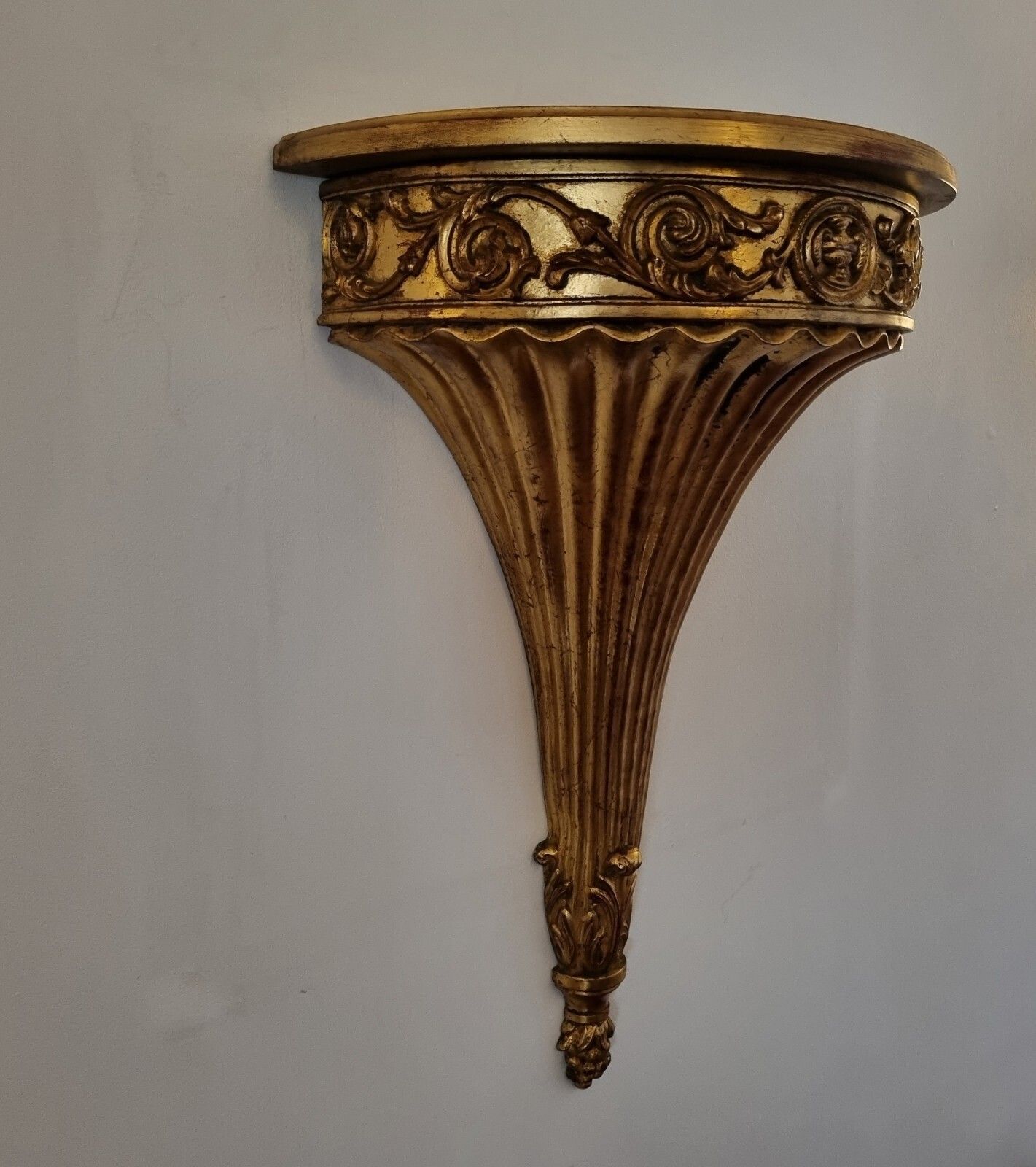 Vintage Large Ornate Gold Resin Wall Shelf Rococo Hollywood Regency Style 62cm photo Furniture