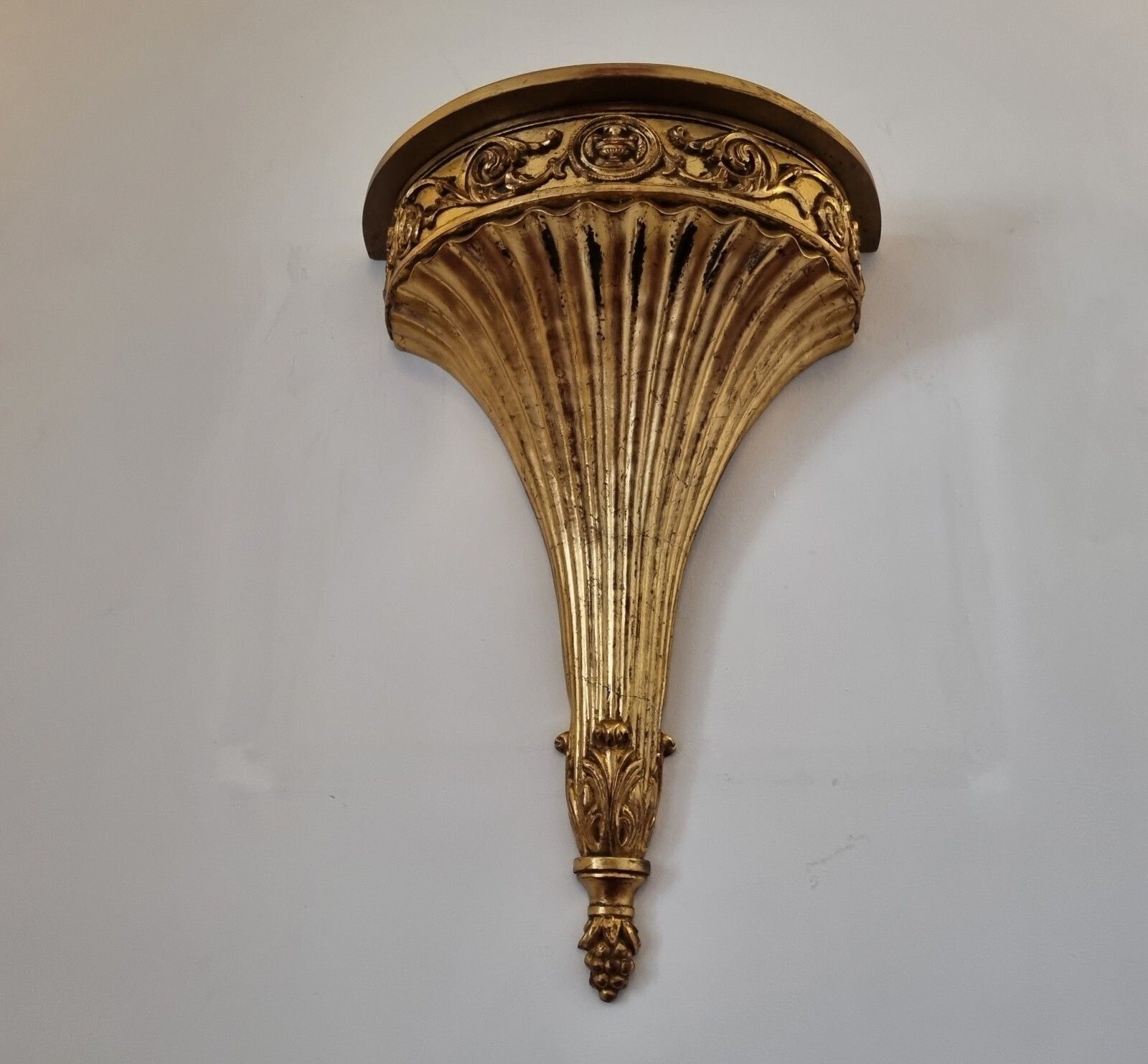 Vintage Large Ornate Gold Resin Wall Shelf Rococo Hollywood Regency Style 62cm photo vinterior