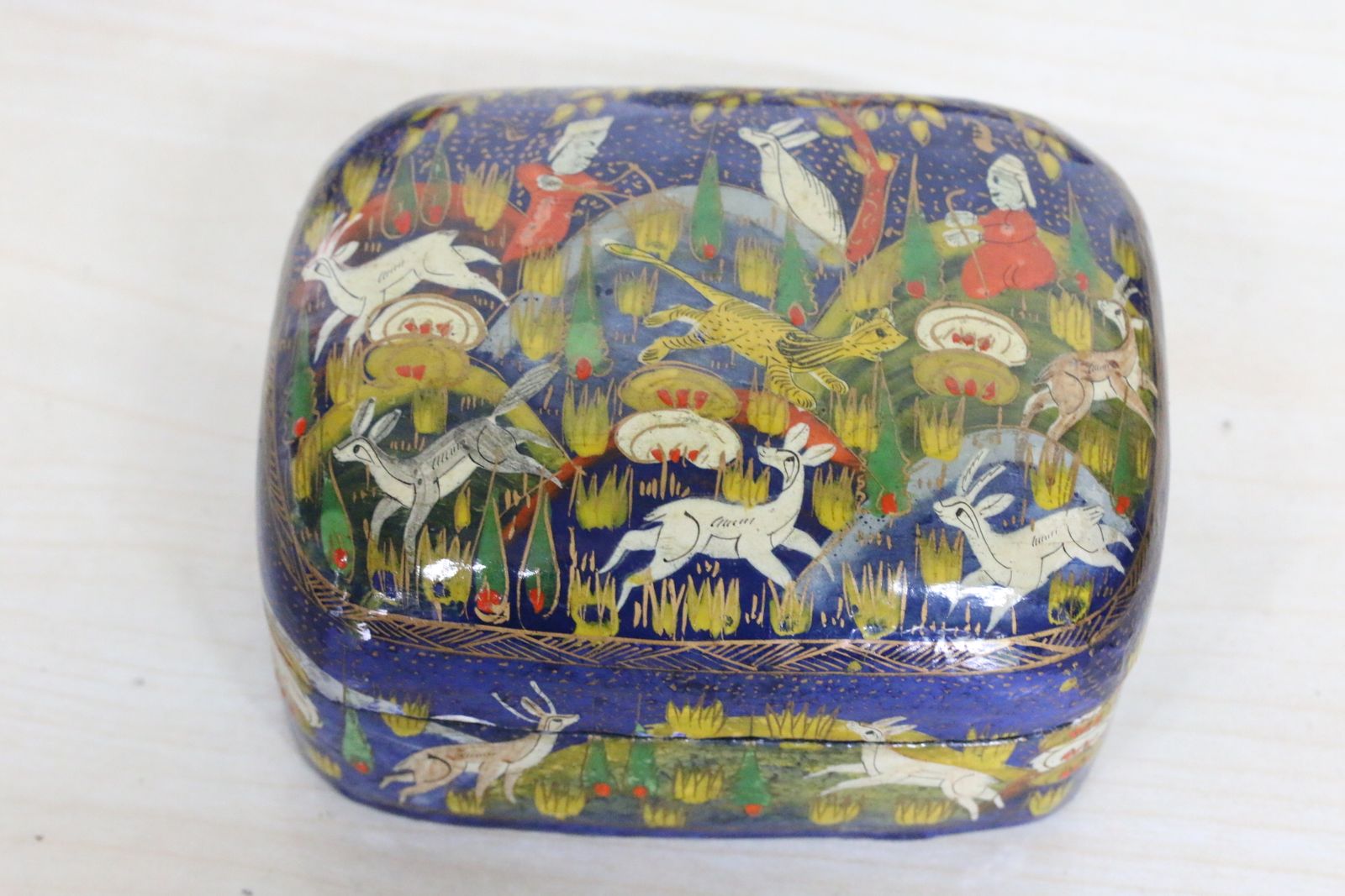 photo for sale A Collection Of Highly Decorative Kashmiri Paper Mache Pots 5 In Total Some Antique