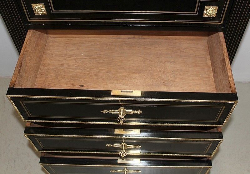 photo furniture Napoleon III Secretary In Blackened Wood 19th