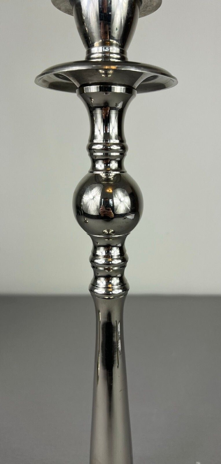 Pair Of Candle Holders Vintage French Silver Metal Column Candlesticks Lot 5077. photo 99.0