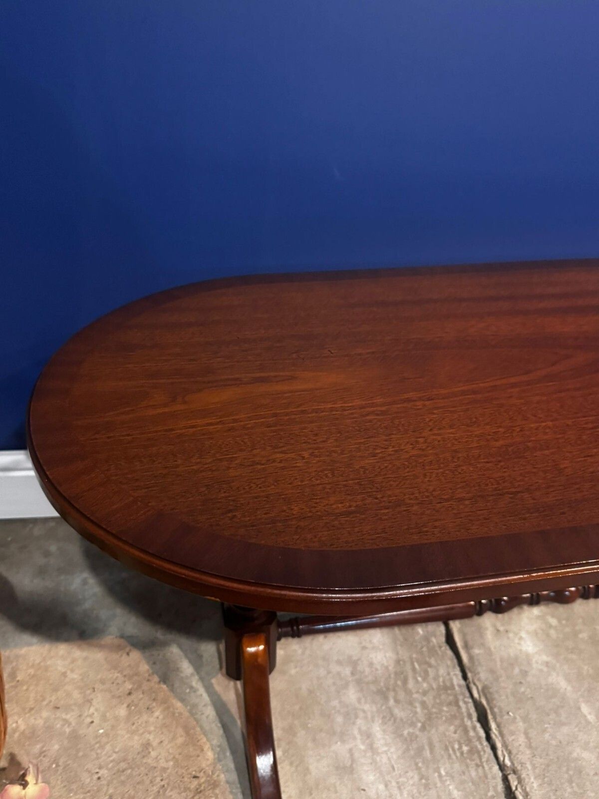 Antique Mahogany Oval Table On Brass Claw Wine Feet Low Coffee Table. photo Furniture