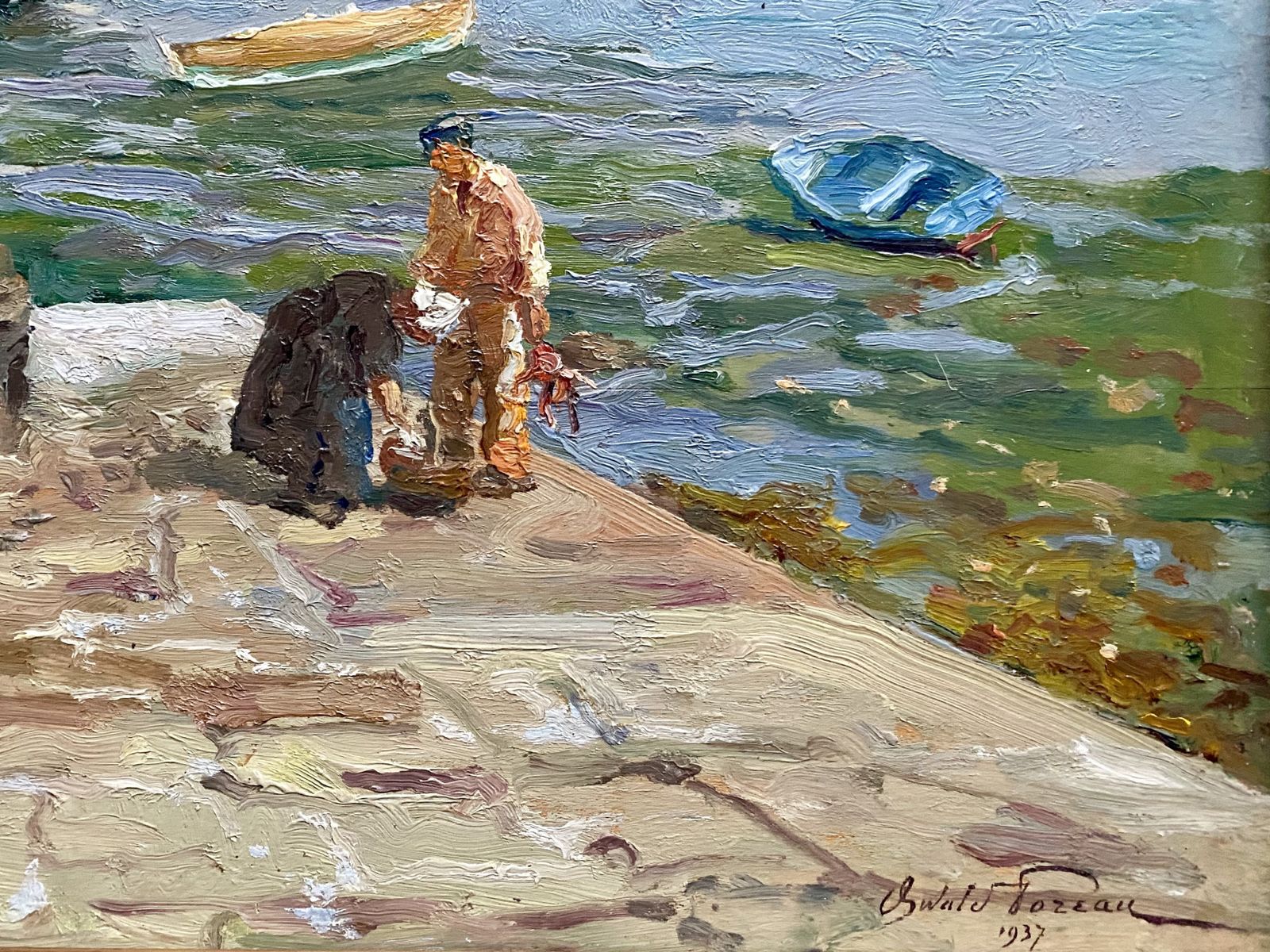 Art 'Low Tide At Portivy, Brittany' By Oswald Poreau (Brussels 1877 – 1955 Waterloo) photo