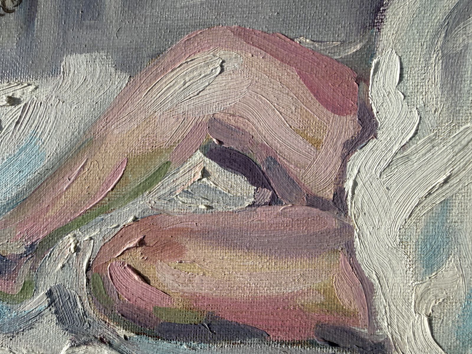 Jordi Arrue Spanish Expressionist Female Nude Interior Figurative Oil Canvas Painting 1980s 1981 photo 550.0
