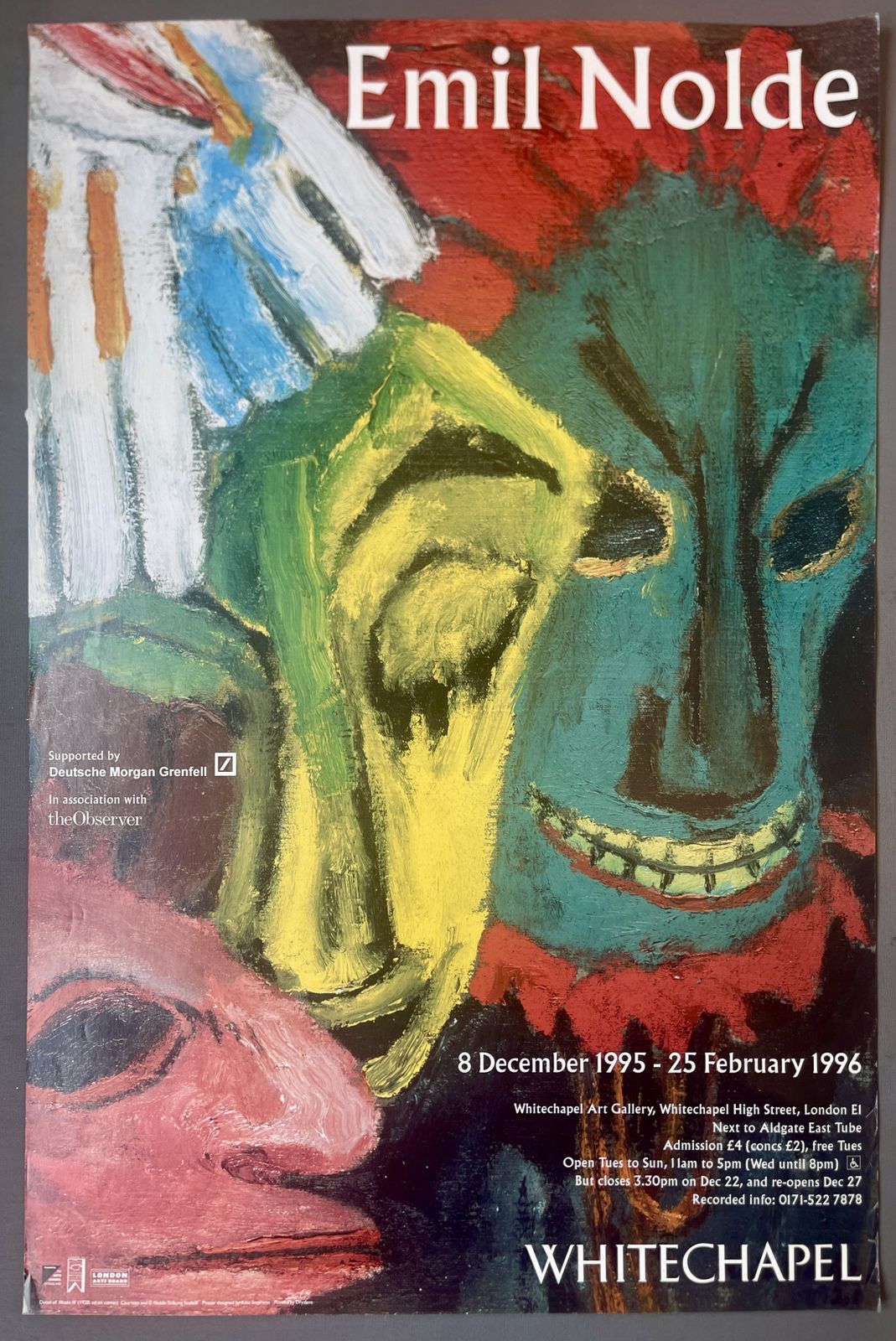 Rare Original Emil Nolde, Whitechapel Gallery, 1995 Exhibition Poster