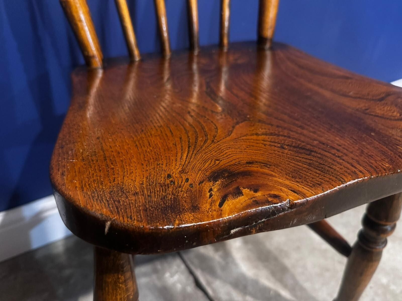 Antique Elm Chair Farmhouse Rustic Kitchen Dining Chair Victorian Bedroom. photo 95.0