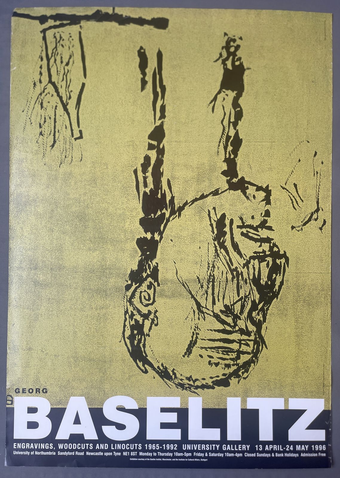 Rare And Original 1st Edition Poster For 1996 Georg Baselitz Exhibition University Of Northumbria