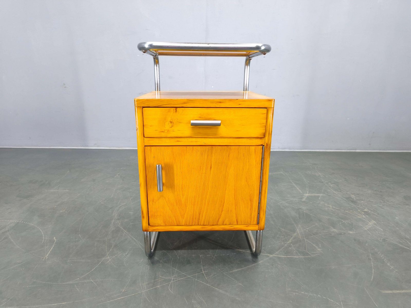 Bauhaus Chrome Tubular Nightstand With Glass Top, 1930s photo for sale