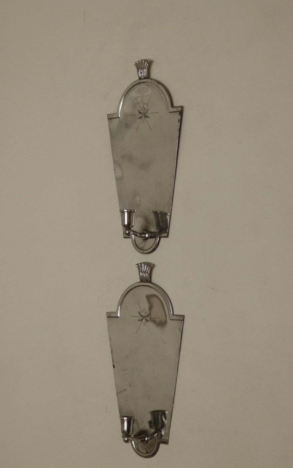 Pair Of Mid Century Swedish Pewter Sconces By Svenskt Tenn photo for sale