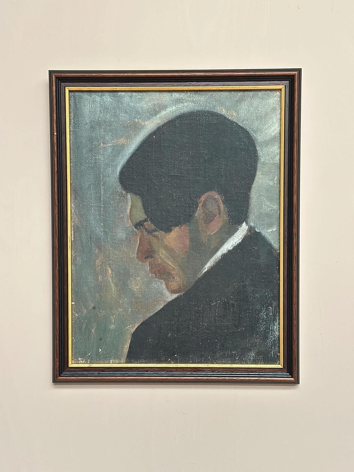 photo for sale Original Mid Century Swedish Oil On Panel – “Weight Of Thoughts” – Vintage & Framed – 32 × 40 Cm (12.6" × 15.7")