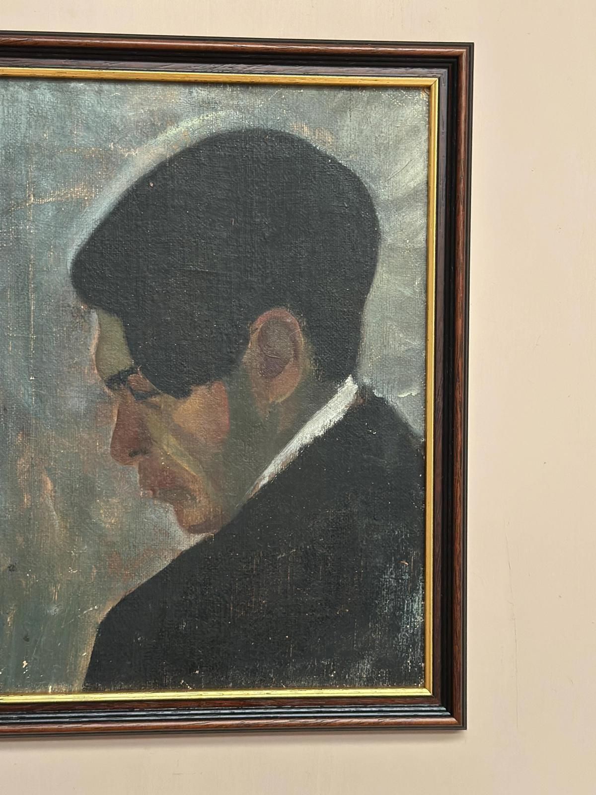 photo vinterior Original Mid Century Swedish Oil On Panel – “Weight Of Thoughts” – Vintage & Framed – 32 × 40 Cm (12.6" × 15.7")