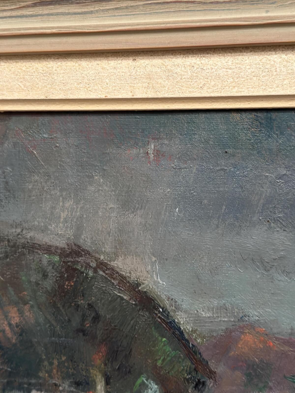 photo vinterior Original Mid Century Swedish Oil On Canvas – “Village” By Gustav Adolf Johansson – Vintage & Framed – Approx. 35.5 × 52.5 Cm (14" × 20.7")