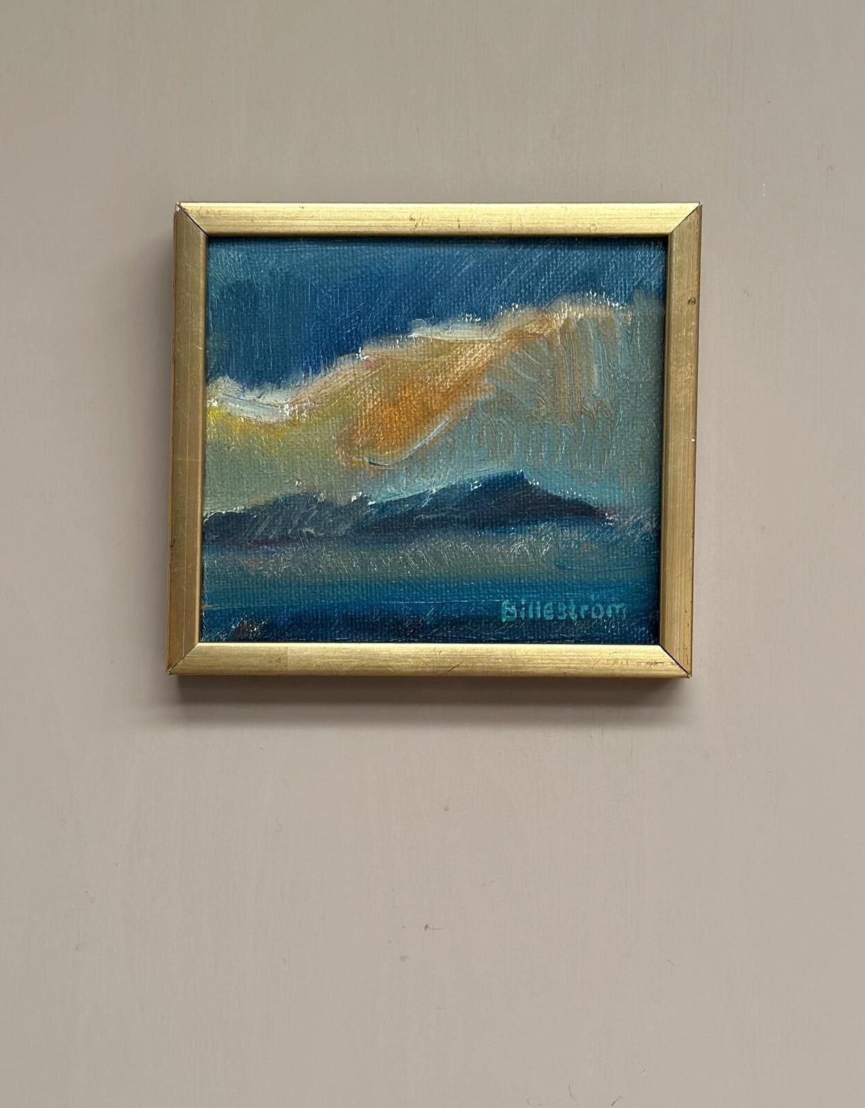 Original Swedish Oil On Canvas – “Glow Of Sunset” By Carl Erik Billeström – Vintage & Framed – 21 × 19 Cm (8.3" × 7.5") photo Art