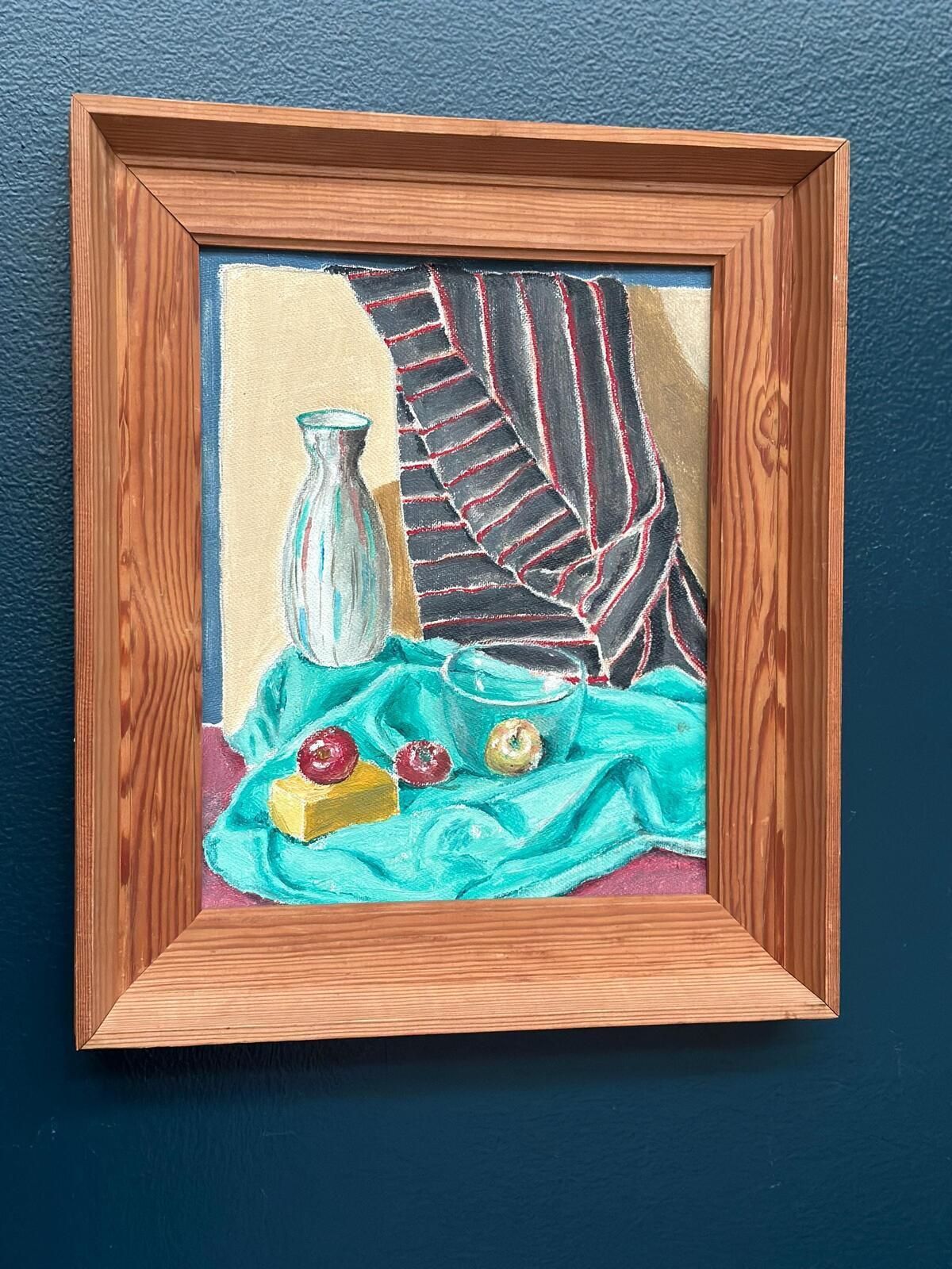 Original Swedish Oil On Panel – “Still Life With Fruits And Vase” By Sune Lindahl – Vintage & Framed – 30 × 35 Cm (11.8" × 13.8")