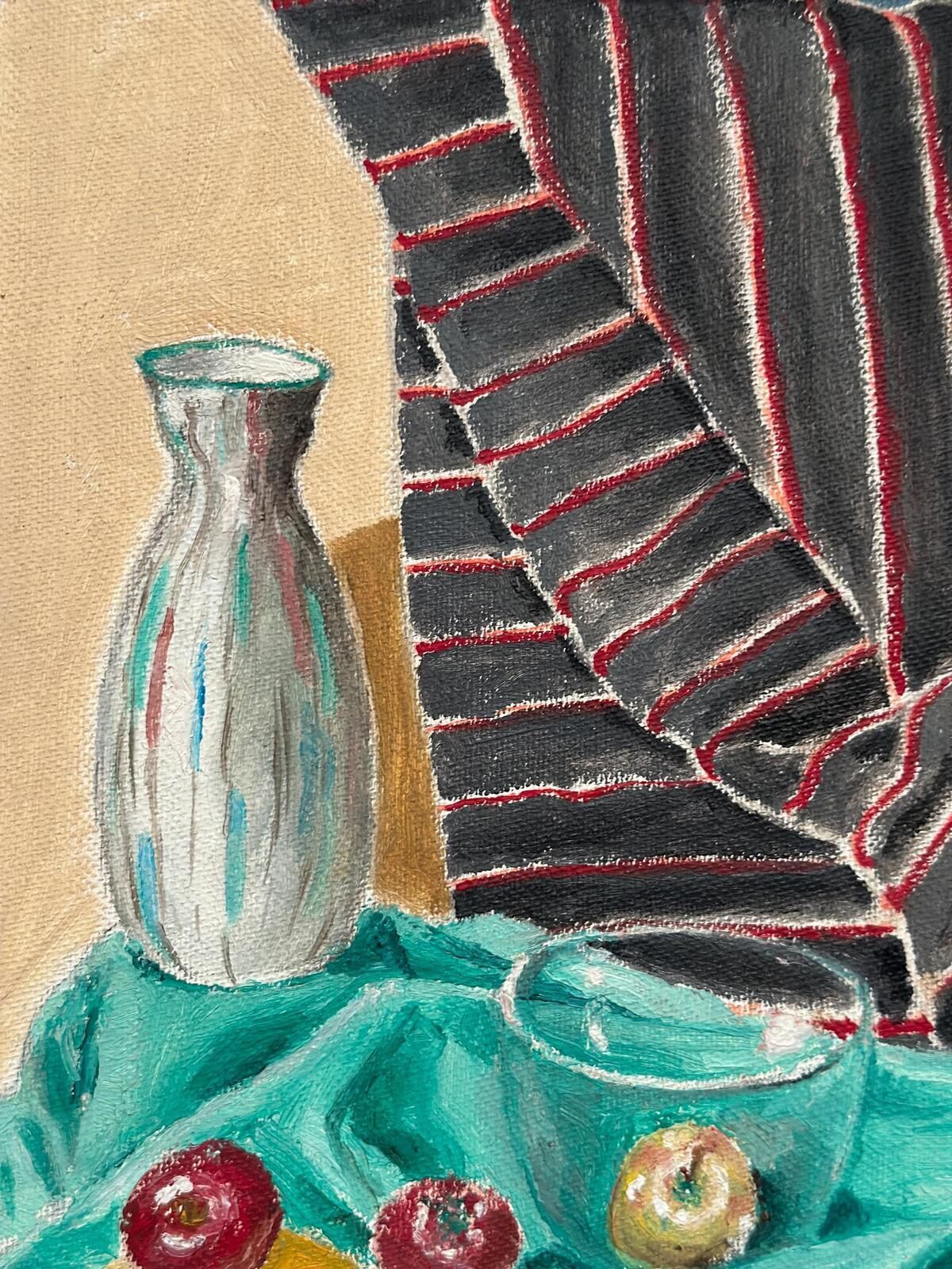Original Swedish Oil On Panel – “Still Life With Fruits And Vase” By Sune Lindahl – Vintage & Framed – 30 × 35 Cm (11.8" × 13.8") photo vintage