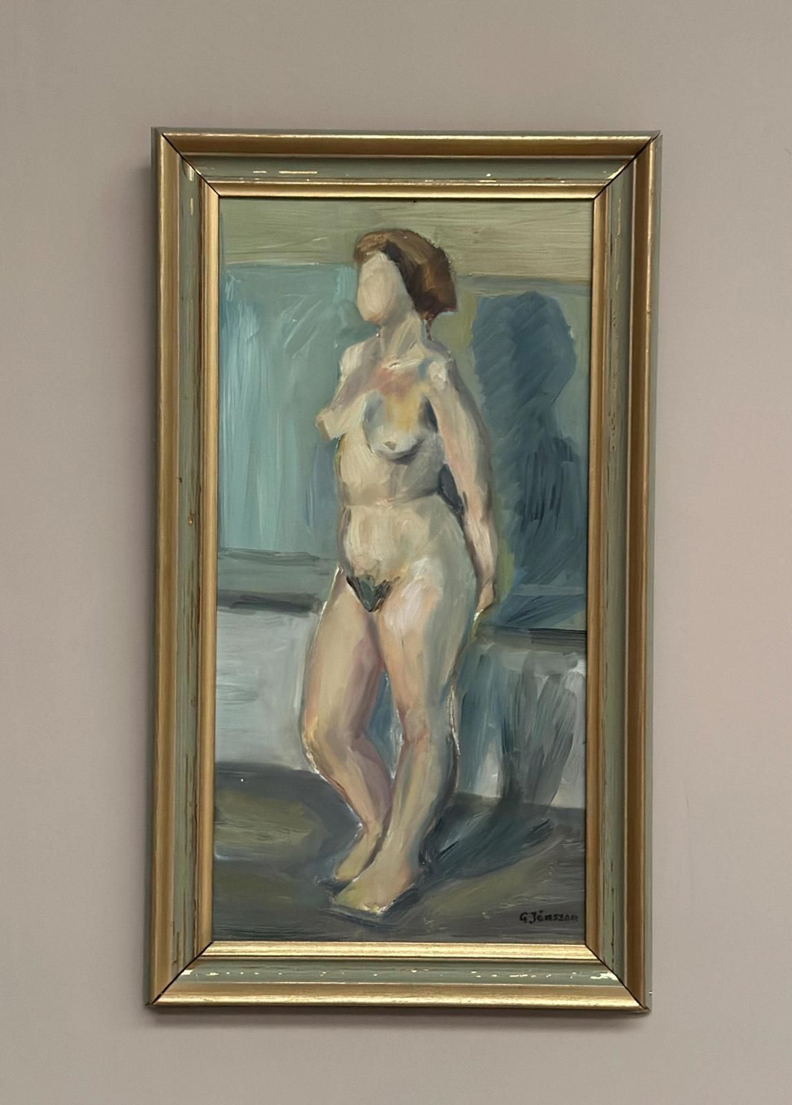 photo buy Original Mid Century Swedish Oil On Panel – “Woman” By Gunnar Jonsson – Vitnage & Framed – 53 × 31 Cm (20.9" × 12.2")