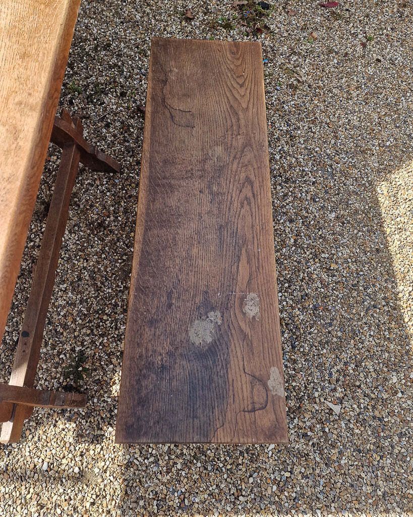 Rustic German Oak Trestle Table & Bench Set photo buy