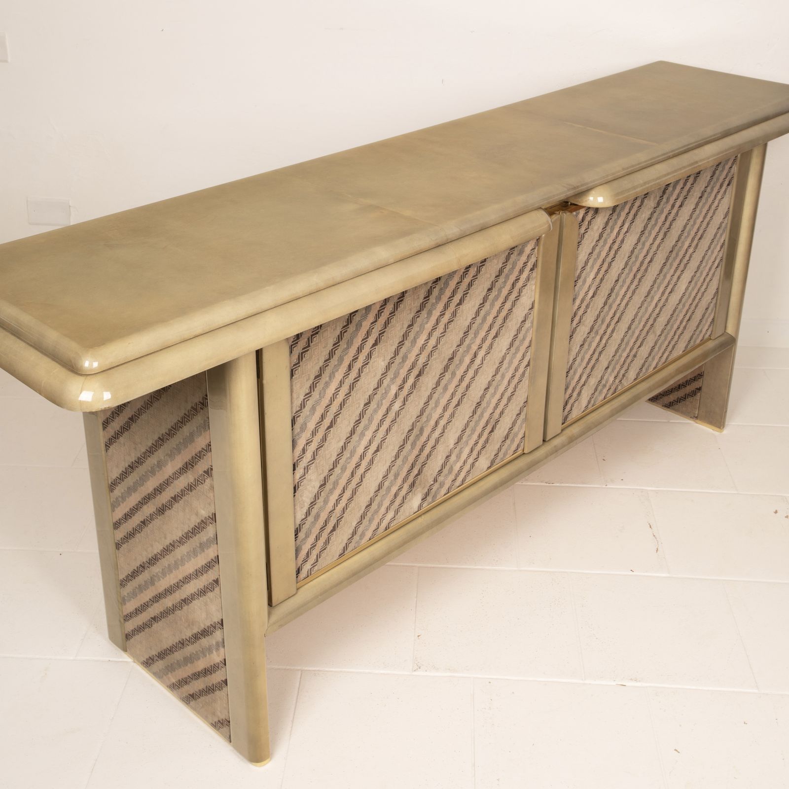 Sideboard In Parchment And Missoni Fabric By Angelo Mazzola For Salpol, 1980 photo 5142.0