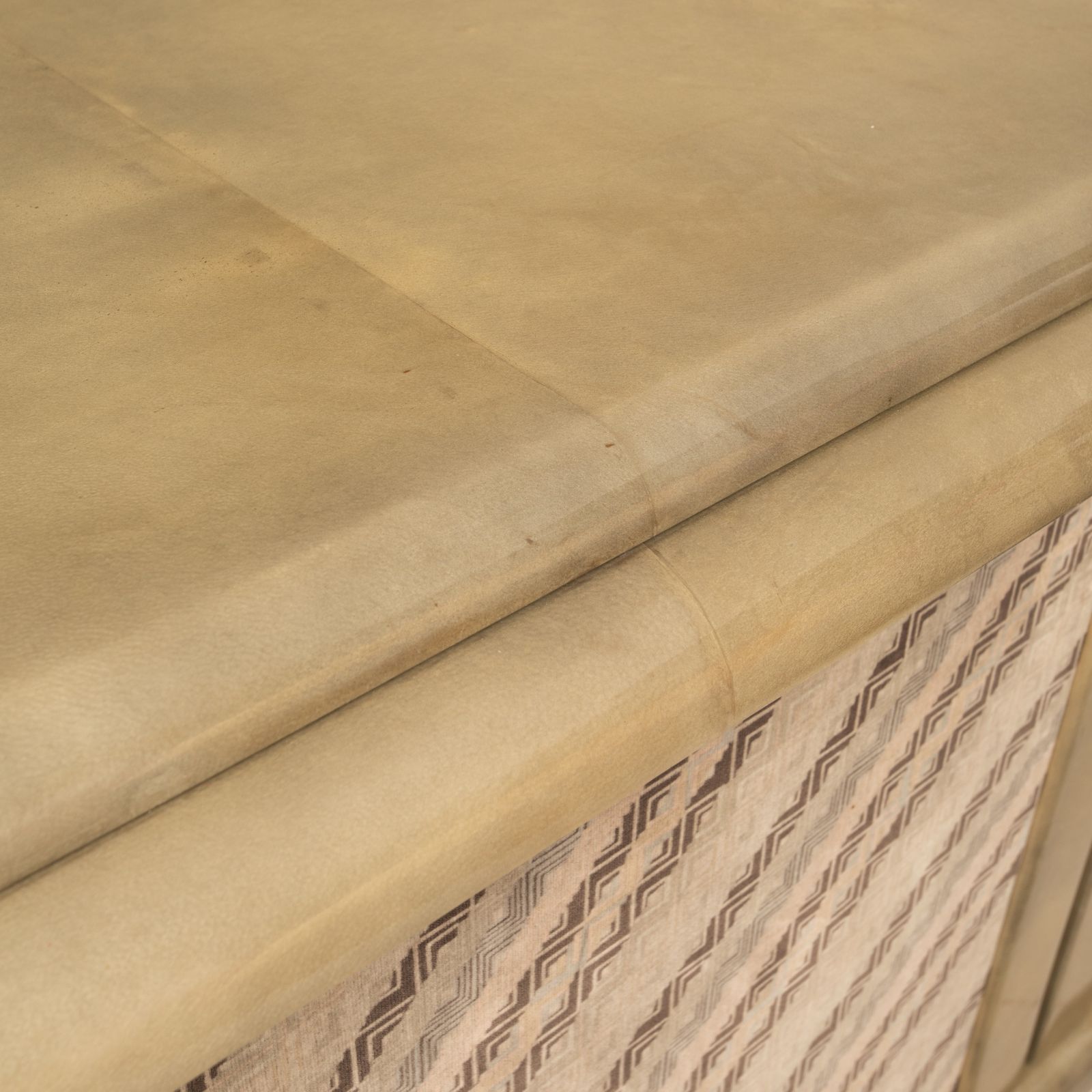 Sideboard In Parchment And Missoni Fabric By Angelo Mazzola For Salpol, 1980 photo vintage