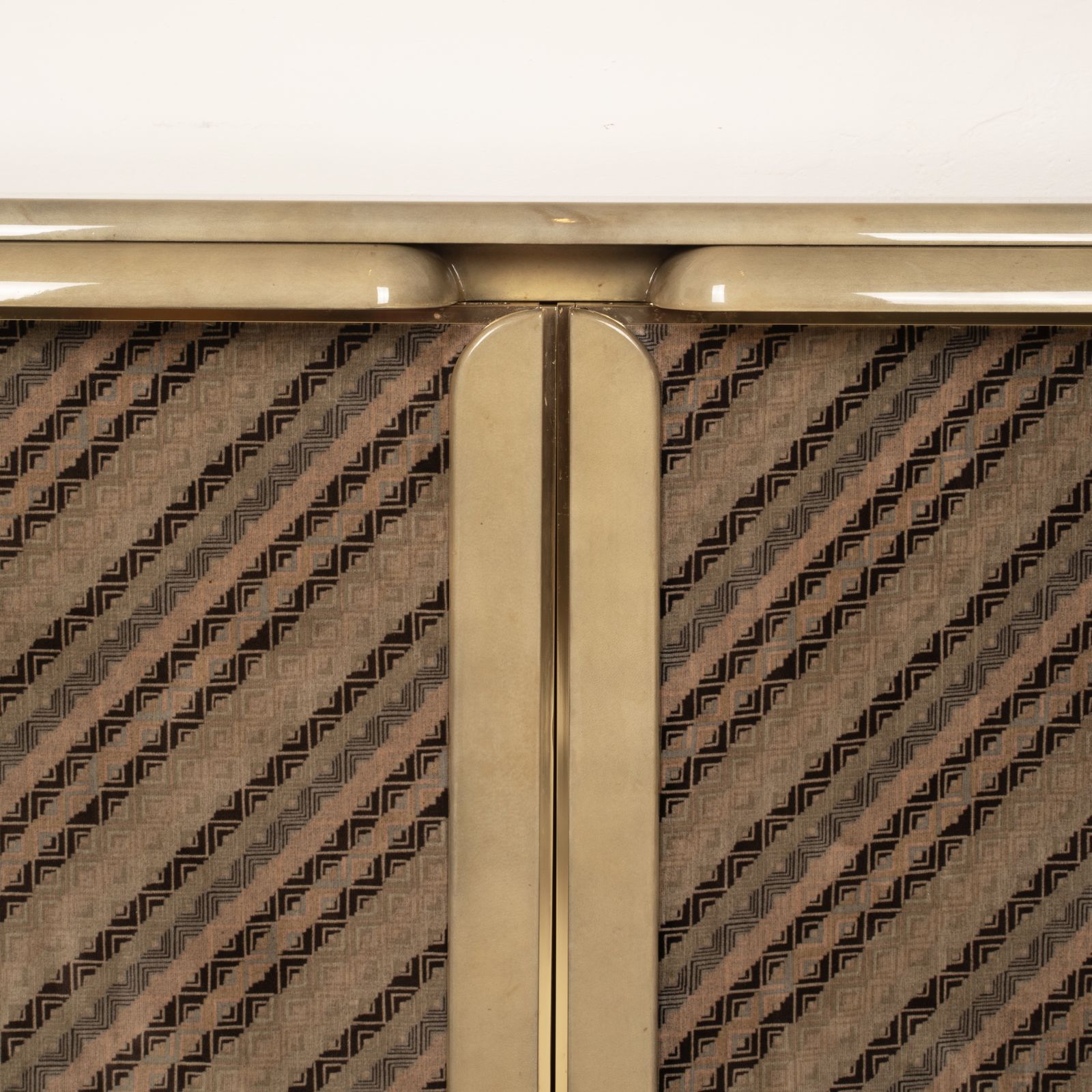 photo vinterior Sideboard In Parchment And Missoni Fabric By Angelo Mazzola For Salpol, 1980