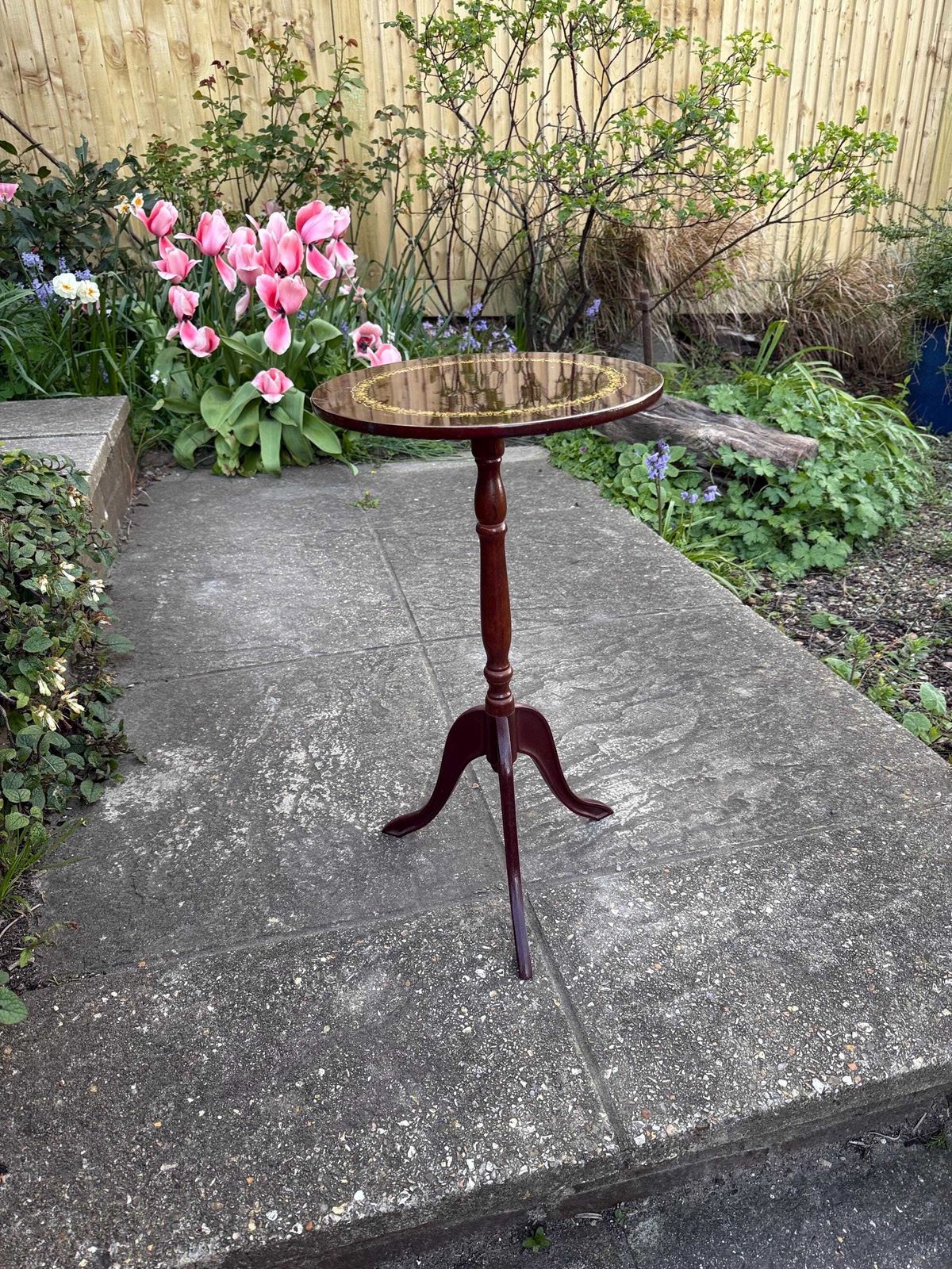Quirky 1980s Faux Burr Effect Wine Table, Plant Stand
