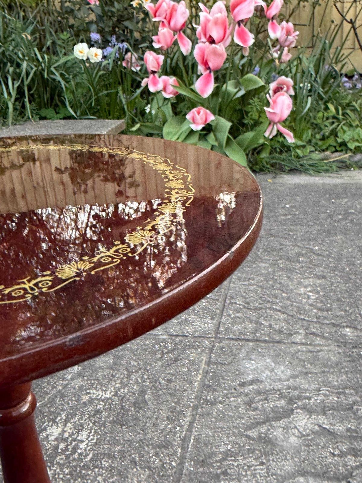 Quirky 1980s Faux Burr Effect Wine Table, Plant Stand photo vintage