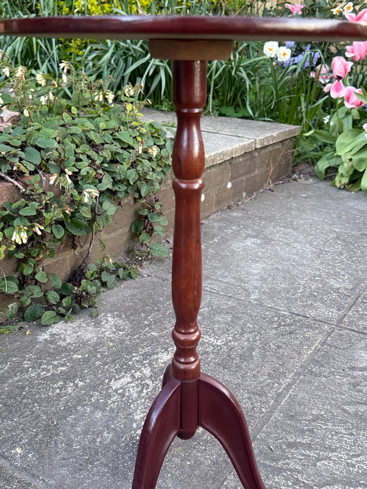 photo vinterior Quirky 1980s Faux Burr Effect Wine Table, Plant Stand