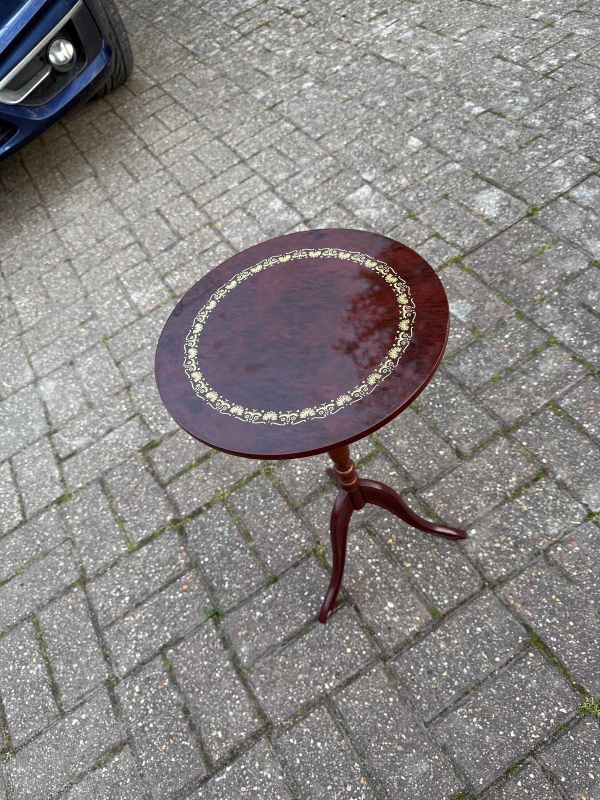 photo vintage Quirky 1980s Faux Burr Effect Wine Table, Plant Stand