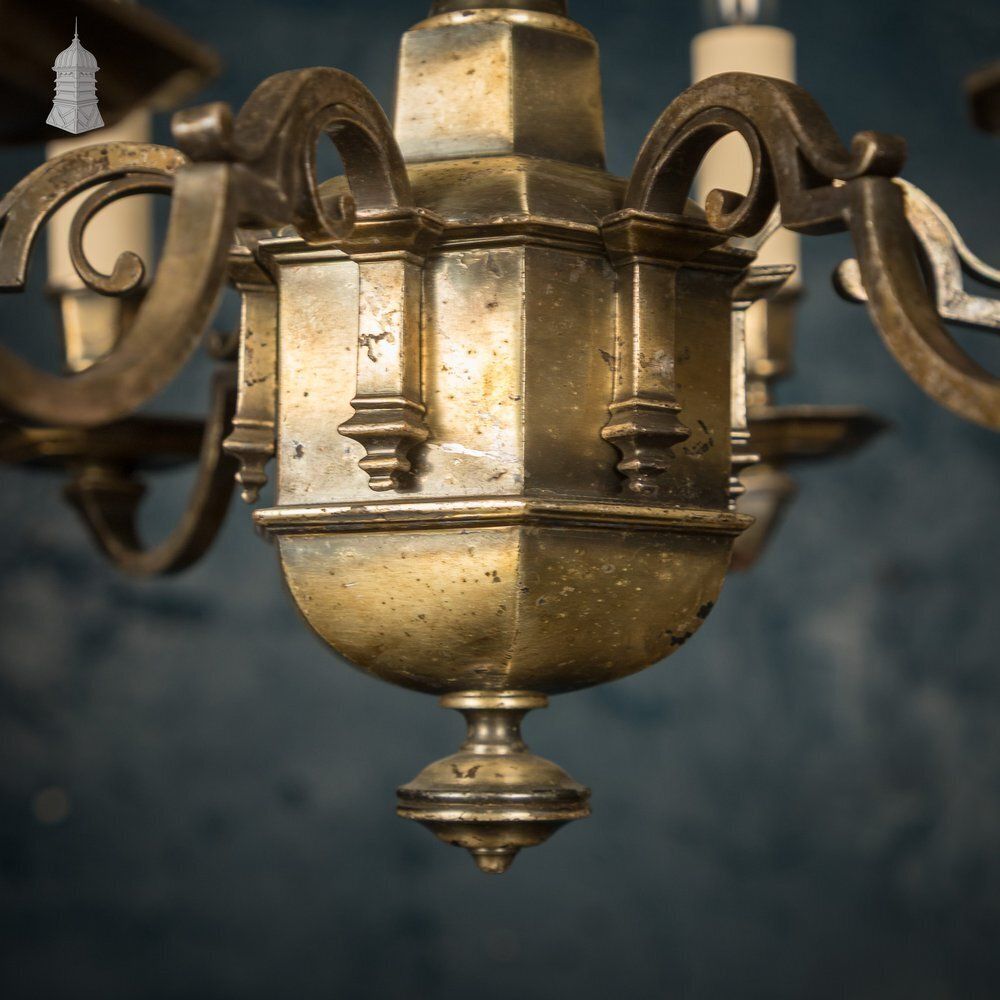 Antique Brass Six Light Candle Chandelier photo furniture