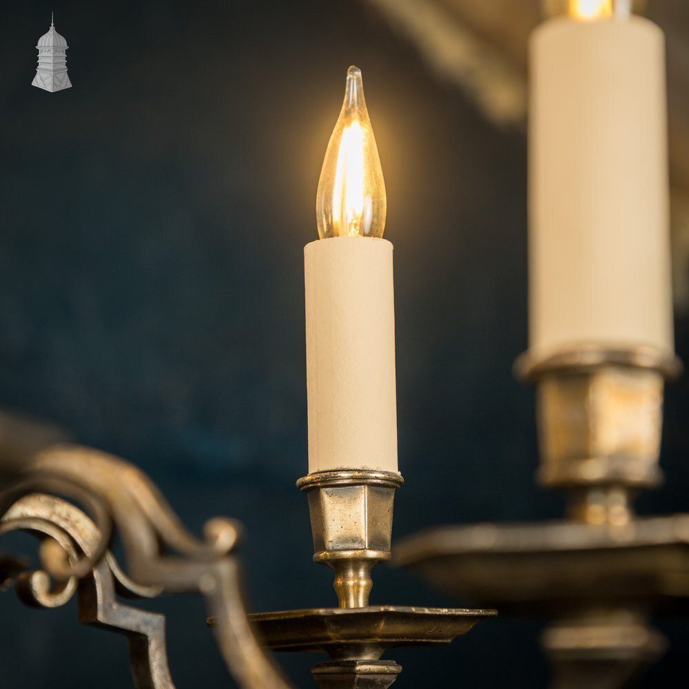 Lighting Antique Brass Six Light Candle Chandelier photo