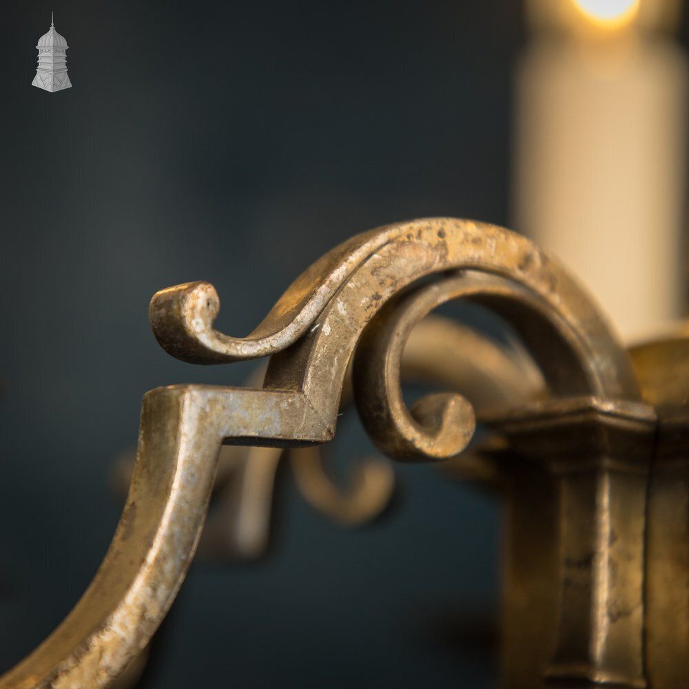 photo buy Antique Brass Six Light Candle Chandelier