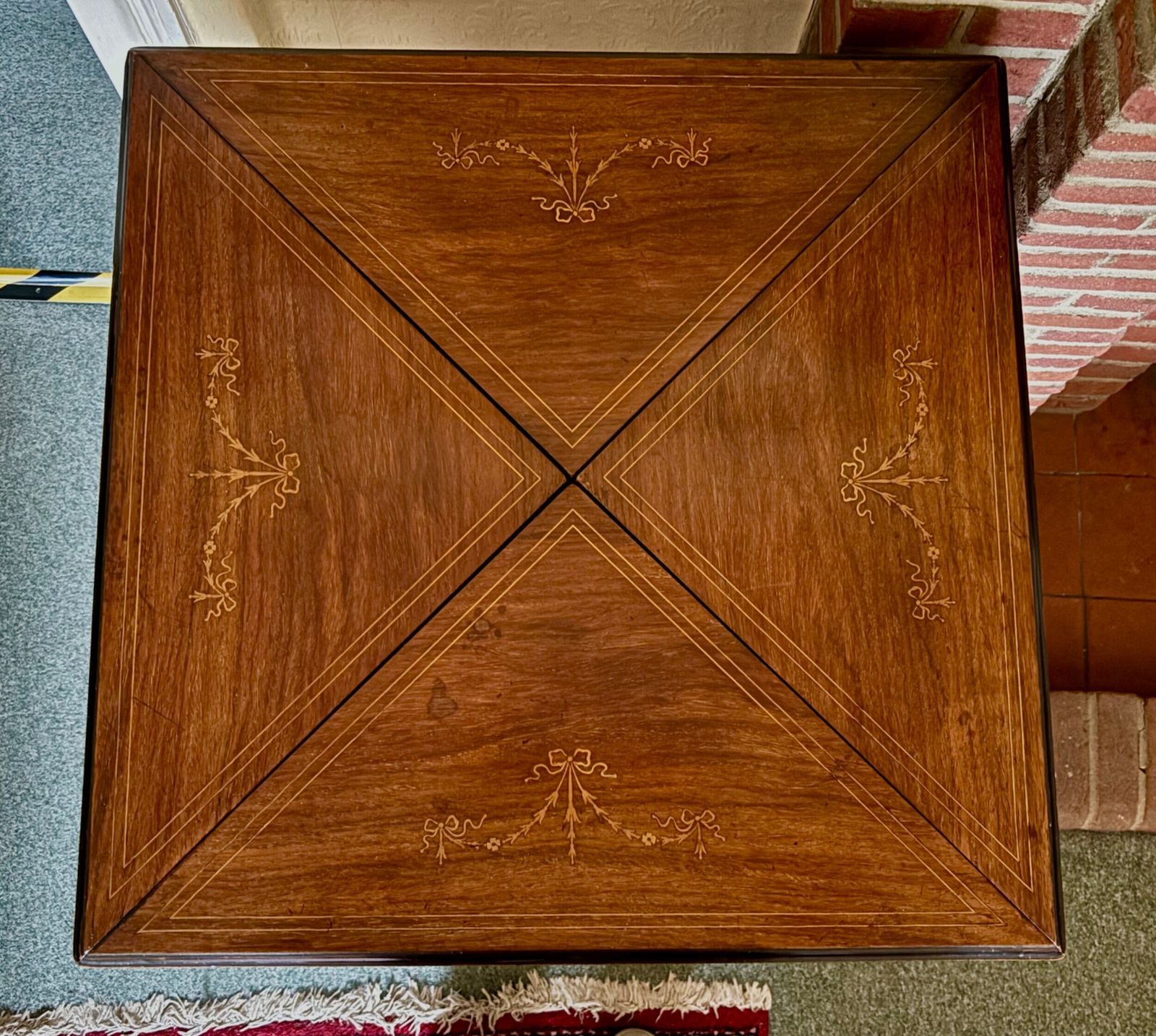 Edwardian Rosewood And Satinwood Inlaid Envelope Top Card Table photo vinterior