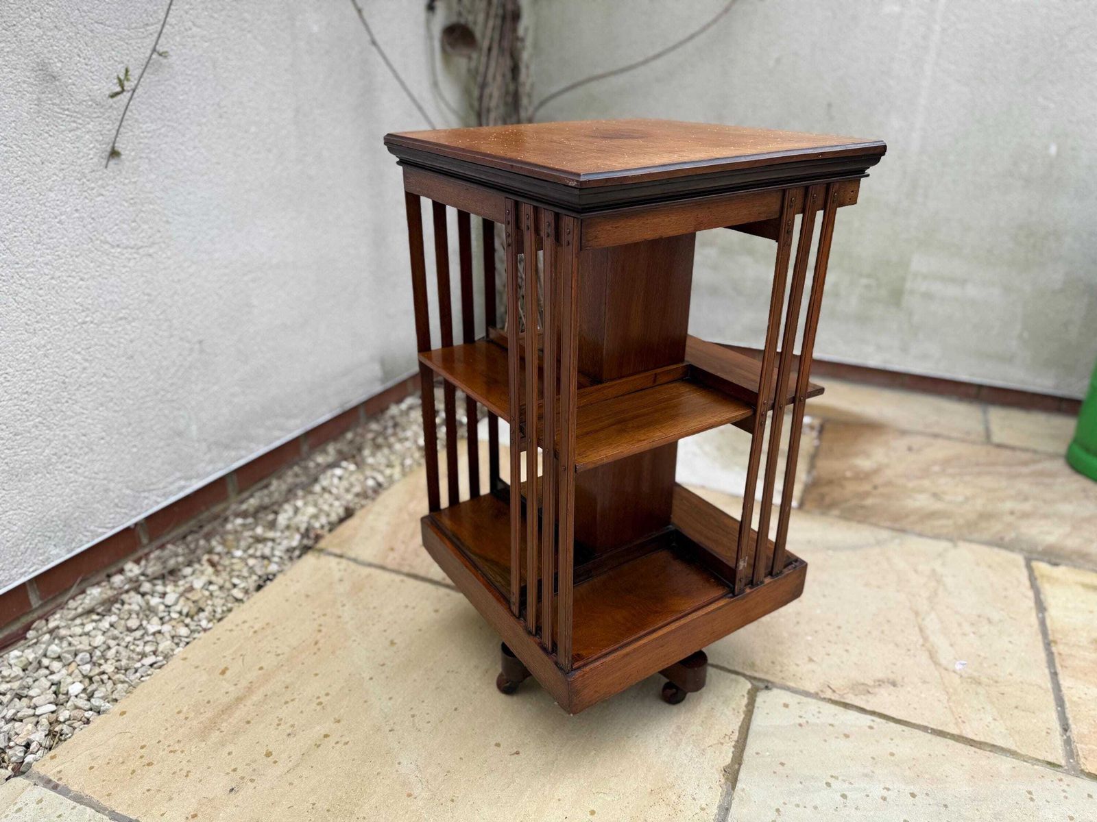 Antique Edwardian Oak Revolving Bookcase photo vintage